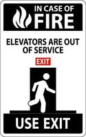 In Case Of Fire Sign Elevators Are Out of Service, Use Exit vector