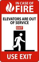 In Case Of Fire Sign Elevators Are Out of Service, Use Exit vector