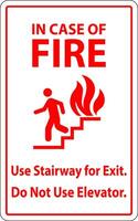 In Case Of Fire Sign In Case of Fire, Use Stairway For Exit, Do Not Use Elevator vector