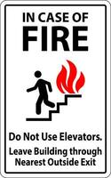 en caso de fuego firmar hacer no utilizar ascensores, salir edificio mediante más cercano fuera de salida vector