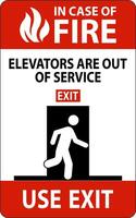 In Case Of Fire Sign Elevators Are Out of Service, Use Exit vector