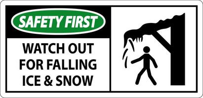 Safety First Sign Watch Out For Falling Ice And Snow vector