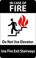 In Case Of Fire Sign Do Not Use Elevators, Use Exit Stairways vector