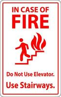 In Case Of Fire Sign Do Not Use Elevators, Use Stairways vector