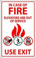 In Case Of Fire Sign Use Exit, Elevators Are Out of Service vector