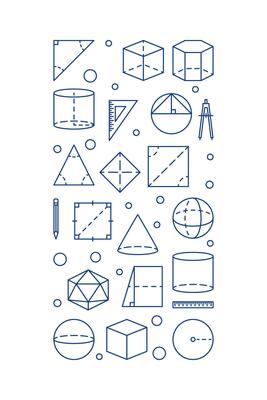 Geometry School Discipline vector concept vertical banner. Vector linear illustration