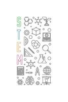 STEM - Science, Technology, Engineering and Math vector simple concept outline vertical banner