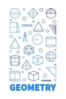 Geometry Learning Course concept outline vertical blue banner - vector illustration with geometric figures