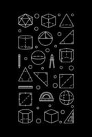 Geometry and Trigonometry vector Math concept vertical thin line banner with geometric shapes