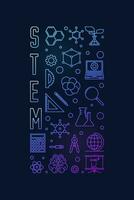 STEM - Science, Technology, Engineering and Mathematics vector concept thin line vertical colored banner