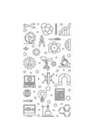 STEM concept vertical minimal thin line banner. Science, technology, engineering, math illustration vector