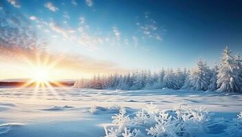 Fantastic sunset winter landscape AI Generated photo