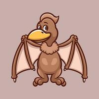 marrón pteranodon dibujos animados ilustración vector