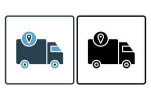 Delivery Tracking Icon. Icon related to Delivery. suitable for web site, app, user interfaces, printable etc. Solid icon style. Simple vector design editable