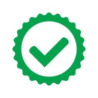 Yes round stamp icon. Seal with check mark icon. Symbol of approval. vector