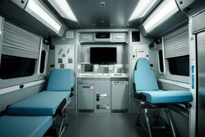 Modern ambulance inside transport. Generate Ai photo