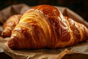 Aromatic Homemade croissant. Generate Ai photo