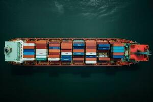 Stocked Container ship cargo. Generate Ai photo