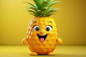 Whimsical Cute pineapple character. Generate Ai photo