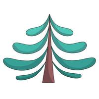 Turquoise Christmas tree. Vector illustration on a white background. New year symbol. Modern flat design