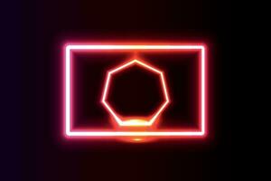 Neon light in the shape of a rectangle and heptagon vector illustration.