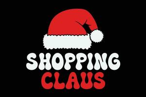 Shopping Claus Funny Christmas T-Shirt Design vector