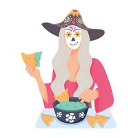 Trendy Eating Nachos vector