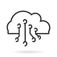 Illustration of cloud network icon on white background. vector