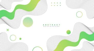 White and green wavy shapes background vector