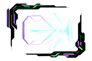 Futuristic Neon Border Frame PNG Transparent Background Ai Generative
