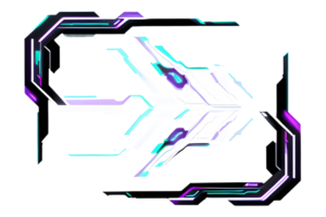 Futuristic Neon Border Frame PNG Transparent Background Ai Generative