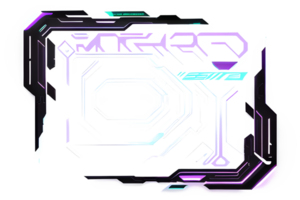 Futuristic Neon Border Frame PNG Transparent Background Ai Generative