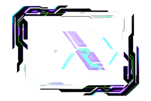 Futuristic Neon Border Frame PNG Transparent Background Ai Generative