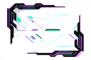 Futuristic Neon Border Frame PNG Transparent Background Ai Generative