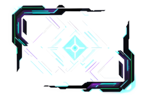 Futuristic Neon Border Frame PNG Transparent Background Ai Generative