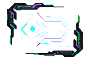 Futuristic Neon Border Frame PNG Transparent Background Ai Generative