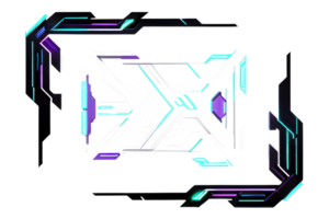 Futuristic Neon Border Frame PNG Transparent Background Ai Generative