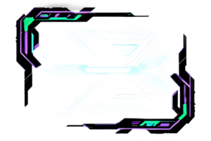 Futuristic Neon Border Frame PNG Transparent Background Ai Generative