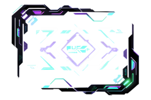 Futuristic Neon Border Frame PNG Transparent Background Ai Generative