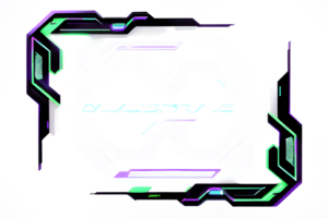 Futuristic Neon Border Frame PNG Transparent Background Ai Generative