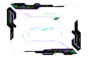 Futuristic Neon Border Frame PNG Transparent Background Ai Generative