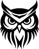 Owl, Black and White Vector illustration