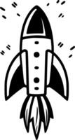 Rocket - Black and White Isolated Icon - Vector illustration