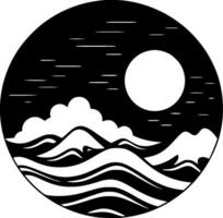 Ocean, Black and White Vector illustration