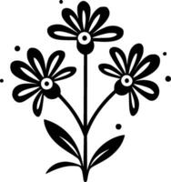 Flowers - Black and White Isolated Icon - Vector illustration