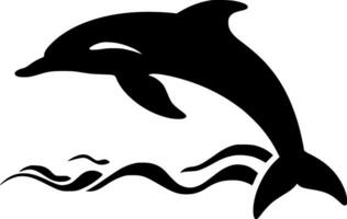 Dolphin, Black and White Vector illustration