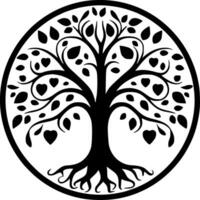 árbol - negro y blanco aislado icono - vector ilustración