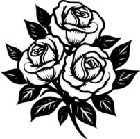 rosas - negro y blanco aislado icono - vector ilustración