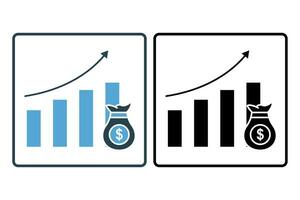 growth icon. icon related to investments and financial concepts. Solid icon style. Simple vector design editable