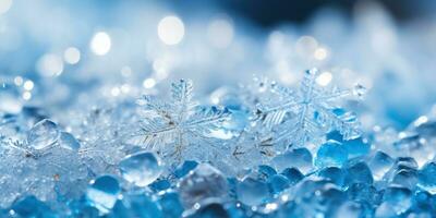 copos de nieve en hielo antecedentes ai generado foto